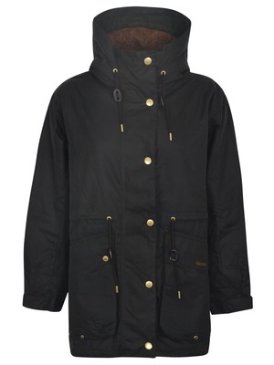 Pre-owned Barbour Funnel Neck Drawstring Long-sleeved Jacket In Black