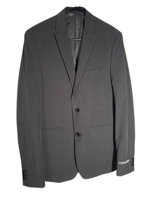 Perry Ellis Mens Premium Suit Jacket Gray Very Slim 2 Button Stretch Size 36