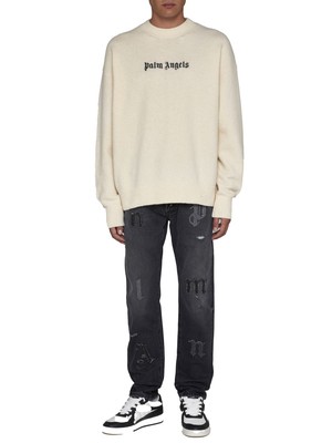 Pre-owned Palm Angels Classic Logo Sweater In Avorio