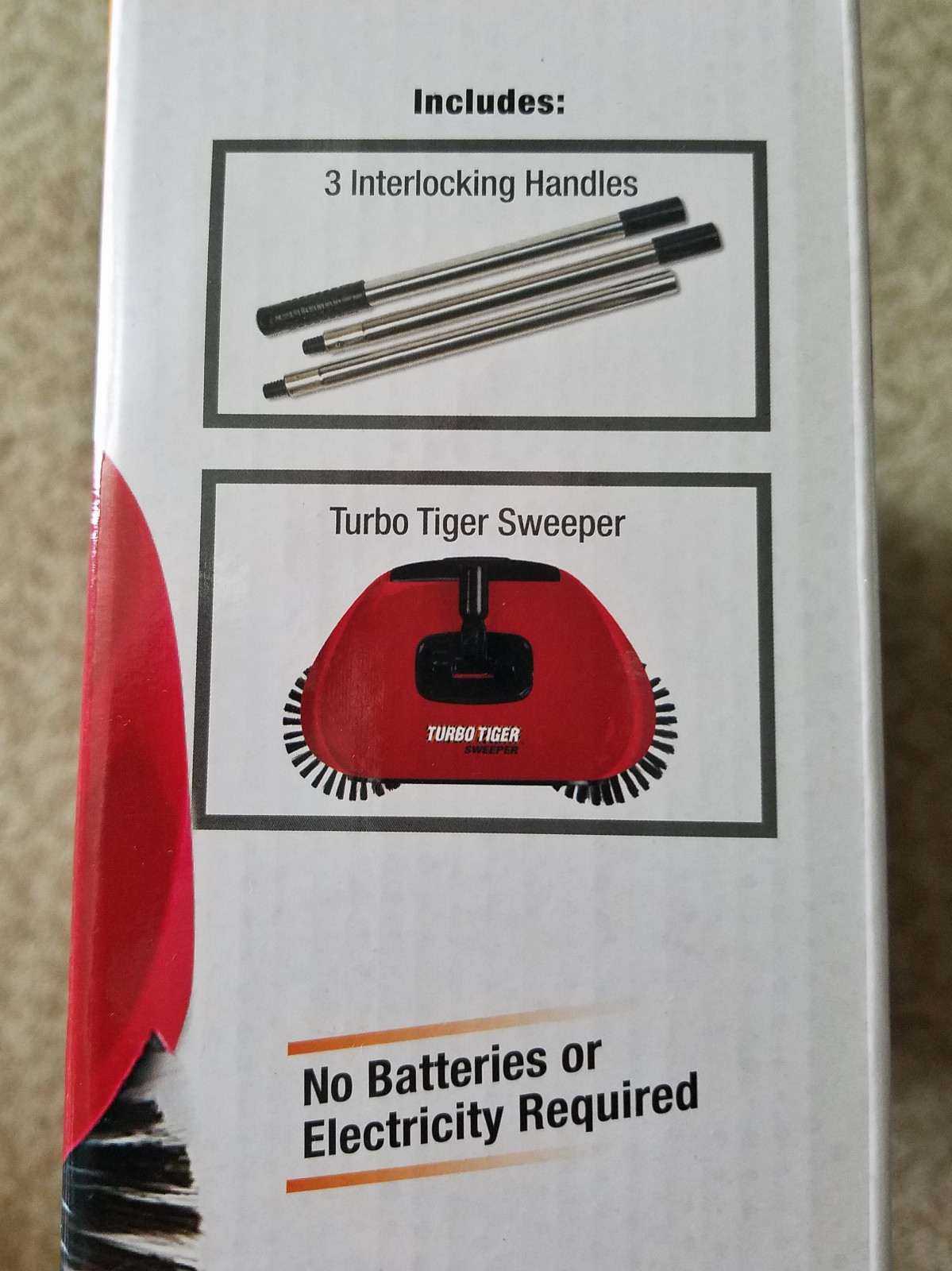 NIB TURBO TIGER SWEEPER AS SEEN ON TV YOU CHOOSE RED OR BLUE GREAT 4 HARD FLOORS