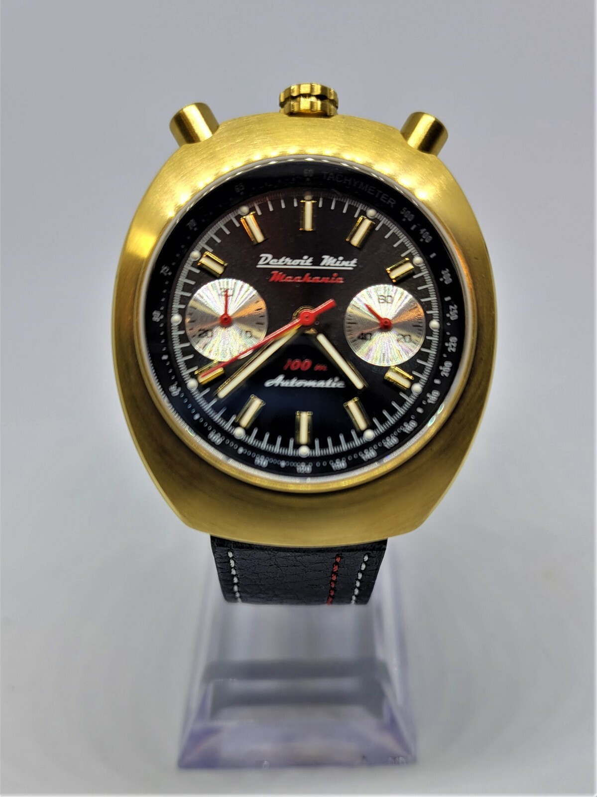 Pre-owned Detroit Mint Mechanic Automatic Chronograph Black On Gold