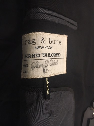 Pre-owned Rag & Bone Handmade Mens 40 40r Slim Fit Notched 100% Wool Sportcoat $795 In White