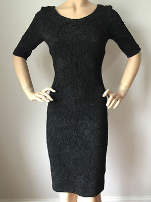 Pre-owned Escada Womens Black Knit Dress Size 4 Viscose Spandex