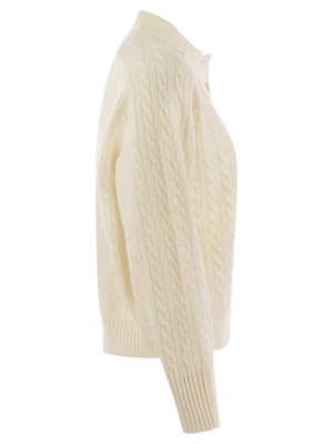 Pre-owned Brunello Cucinelli Plaited Cashmere Polo-style Sweater In White