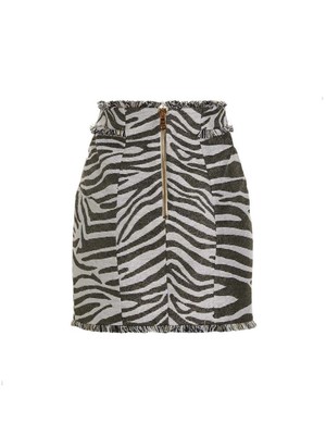 Pre-owned Balmain 'lurex Zebra' Skirt In White