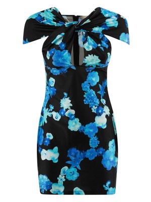 Pre-owned Coperni Cut-out Jersey Dress L In Blue/black