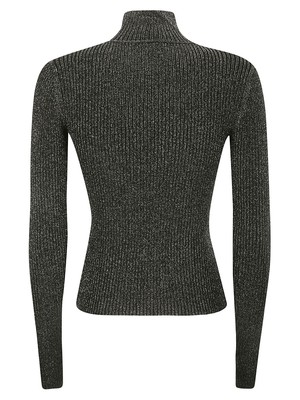 Pre-owned Versace Jeans Couture Lurex High Neck Long Sleeves Sweater In Black
