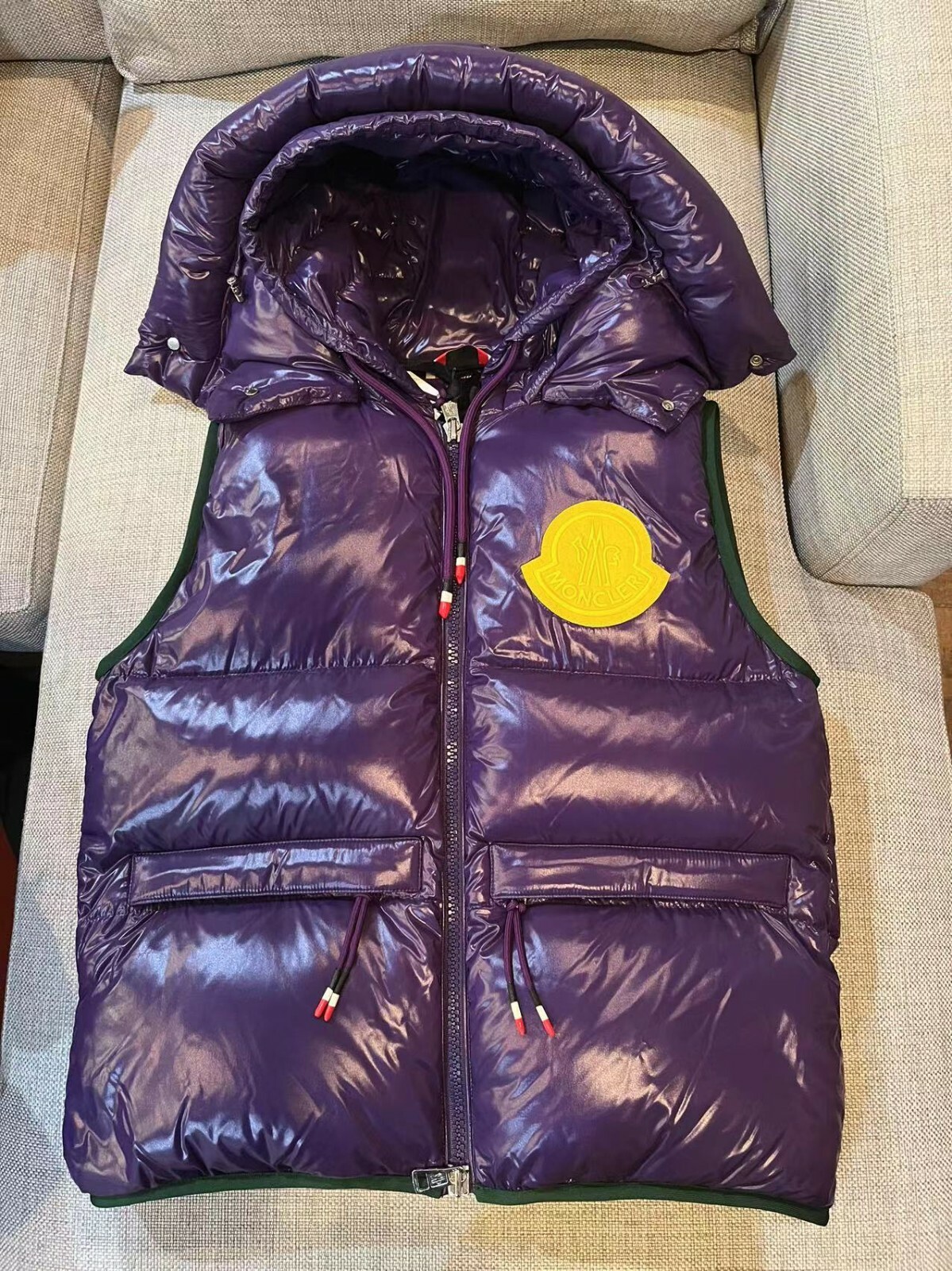 Moncler Genius 1952 Lorent Double Hood Vest Purple Yellow Moncler Genius 1952 Lorent Double Hood Vest Purple Yellow