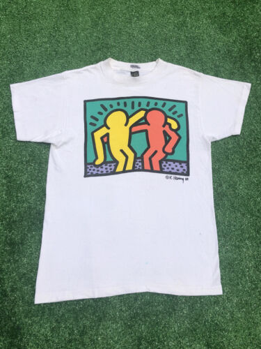 Vintage 80s Keith Haring Pop Shop Art Tee Shirt Single Vintage 80s Keith Haring Pop Shop Art Tee Shirt Single