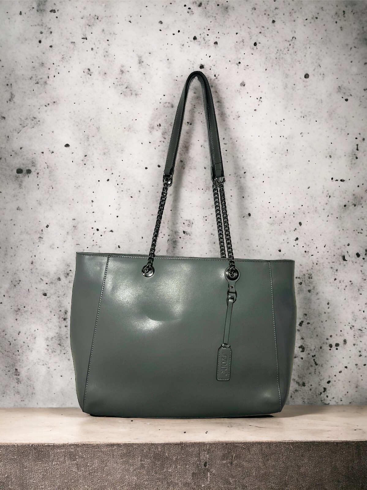 S Zone Split Cow Leather Shoulder Tote Handbag Chain Strap