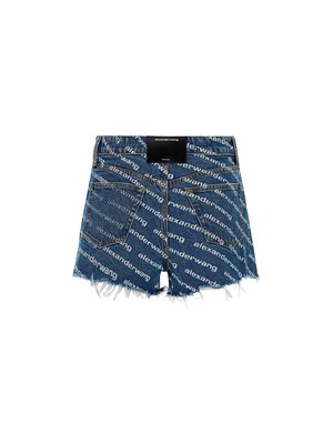 Pre-owned Alexander Wang Bite Denim Shorts 26 Jeans In Deep Blue White