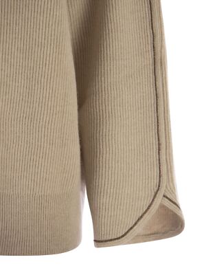 Pre-owned Brunello Cucinelli Cashmere Sweater With Monile In Beige