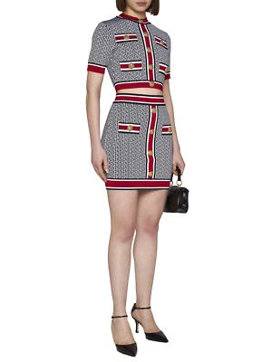 Pre-owned Balmain Monogram Knit Short Skirt In Black