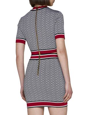 Pre-owned Balmain Monogram Knit Short Skirt In Black