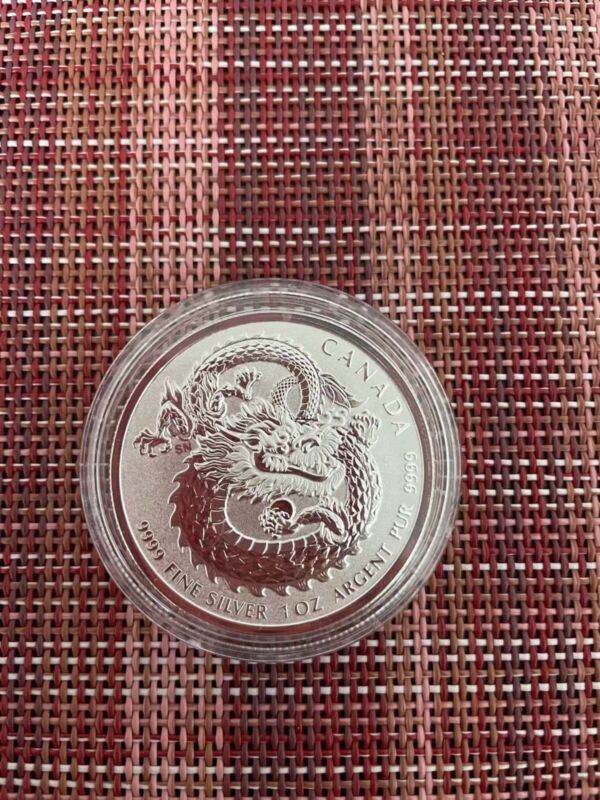 2019 Canada $5 Dollars 1oz .9999 Silver  LUCKY DRAGON High Relief Coin