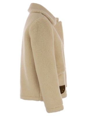 Pre-owned Fay 3 Hooks Shearling Jacket In White