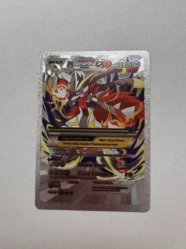 Mega M Lucario EX HP1380 Silver Foil Fan Art Display Card NM