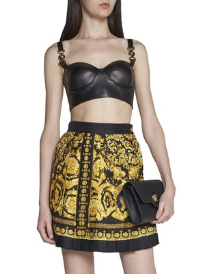 Pre-owned Versace Barocco Print Miniskirt In Black