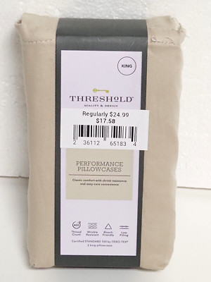 King Size 400TC Performance Pillowcase Set True Khaki - Threshold