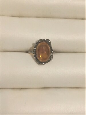 Ring  aus Silber / Bernstein.  N9 Größe 17.  18   mm  Durchmesser. ca 4 g. 