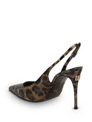 Pre-owned Dolce & Gabbana Animalier Print Slingback Pumps In Brown