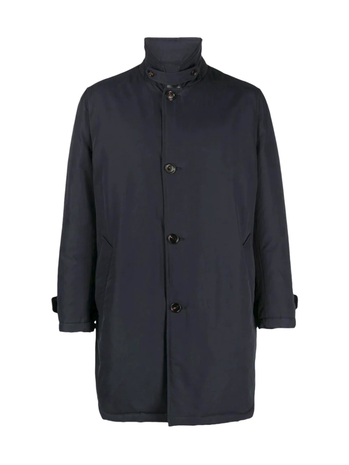 Pre-owned Brunello Cucinelli $4695  Men's Puffer Rain Overcoat With Logo Buttons A242 In Blue