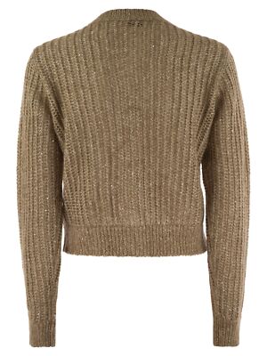 Pre-owned Peserico Tricot Cardigan With Micro-sequins In Brown