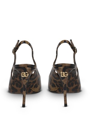 Pre-owned Dolce & Gabbana Animalier Print Slingback Pumps In Brown