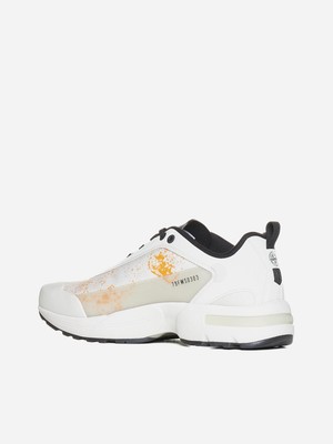 Pre-owned Stone Island Grime Leather And Tencel Sneakers In Gray