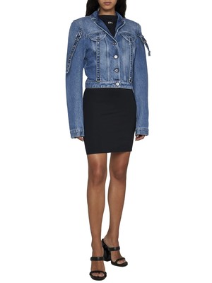 Pre-owned Off-white Cargo Crop Denim Jacket In Blue