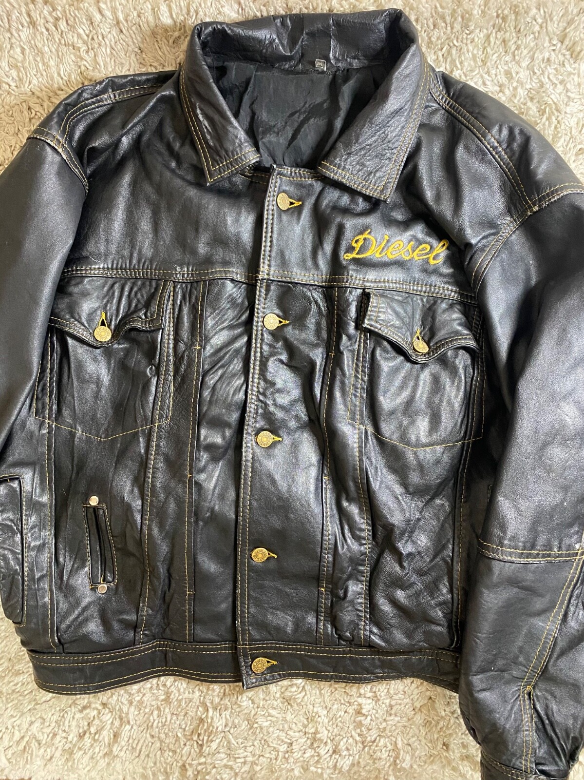 DIESEL Leather jacket 80's〜90 Original Rare Vintage 80s Diesel Flying Cougar Motorcycle
