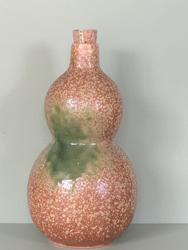 Japanese Double Gourd Vase Japanese Ceramic Vase Orange Green Glaze Saki Bottle