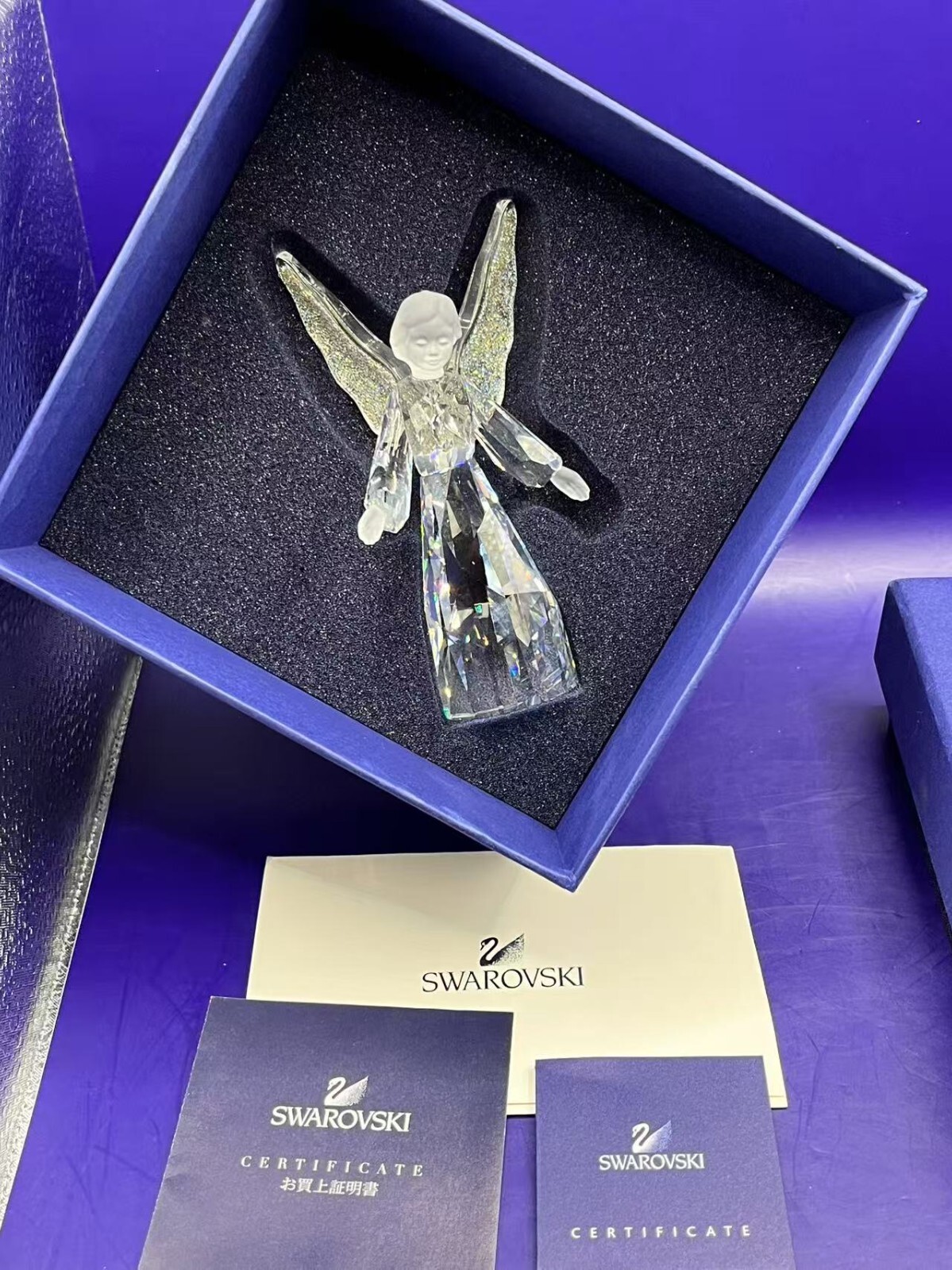 【非売品】緑黄色サイン入りパネル Swarovski Crystal Figurine Angel With Sparkling Wings 946480