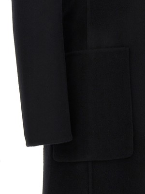 Pre-owned Tory Burch Single-breasted Wool Coat In Black