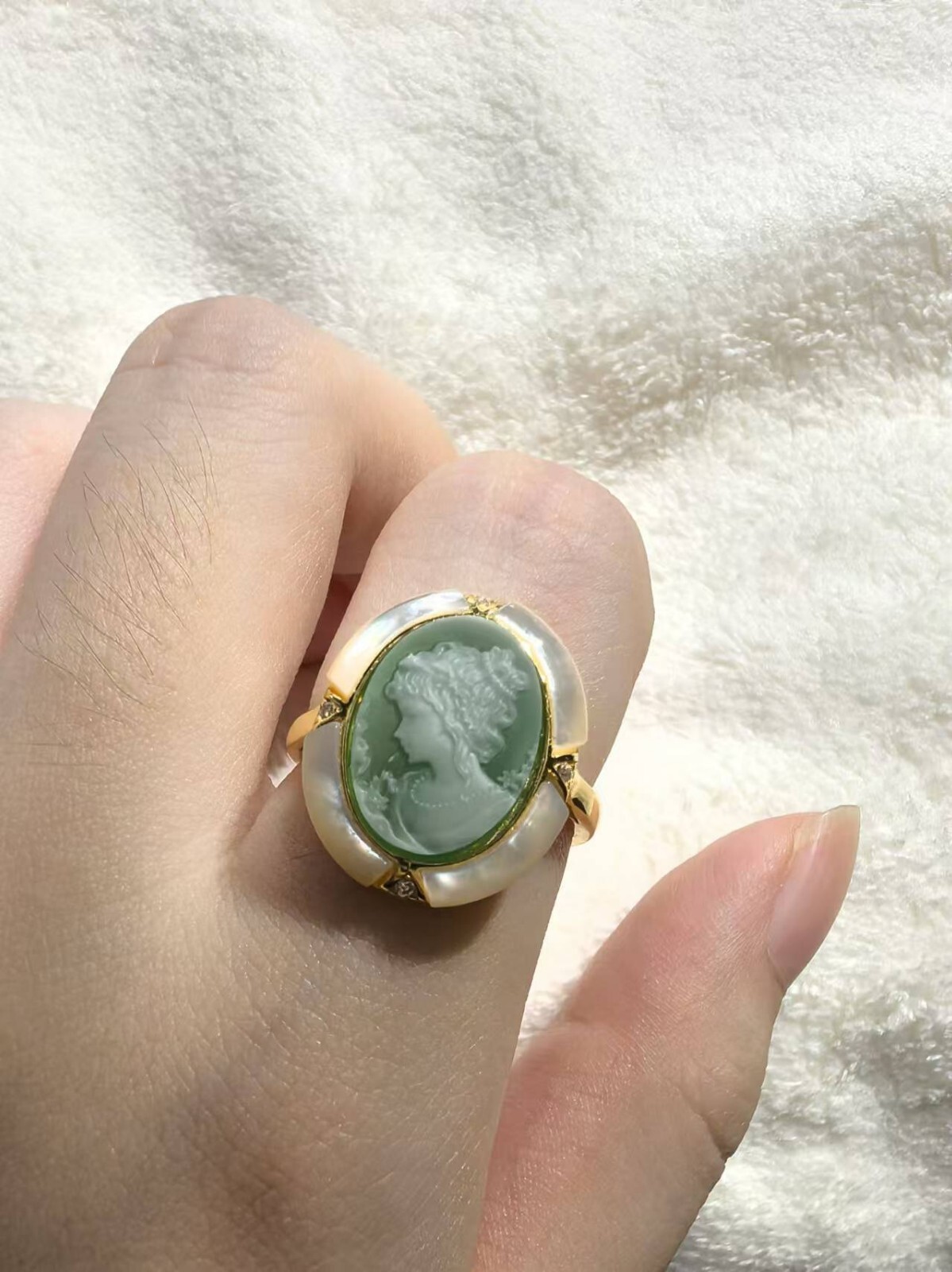 Antique Style Cameo Ring 925 Silver plated Vintage Ring Estate Jewelry Gift