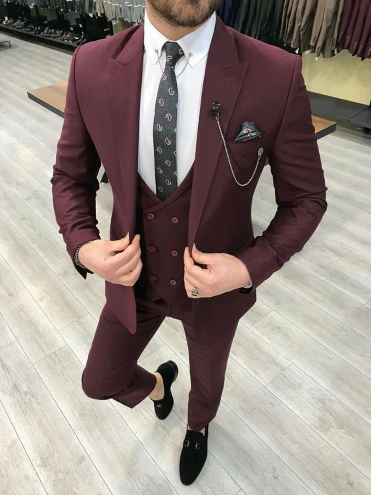 Coat pant top for bridegroom