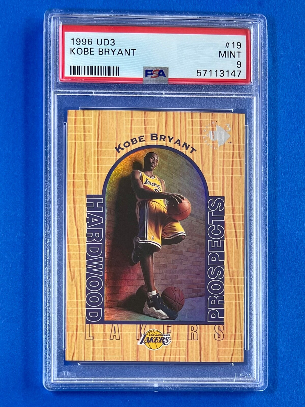 Kobe Bryant カード、Rookie, UD Hardwood 1996 UD3 Kobe Bryant Hardwood Prospects RC Rookie Card #19 PSA