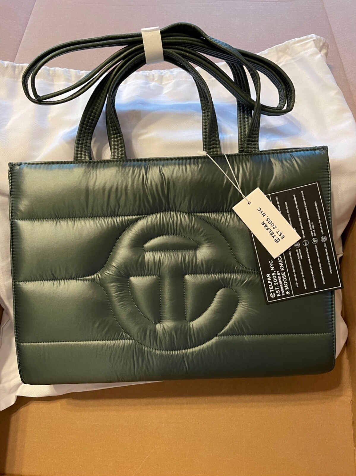 Telfar x Moose Knuckles Medium Puff Shopper - Green | eBay
