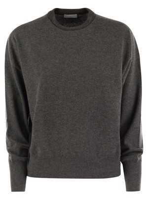 Pre-owned Brunello Cucinelli Cashmere Sweater With Necklace In Gray