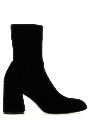 Pre-owned Stuart Weitzman Flare Block Ankle Boots In Black