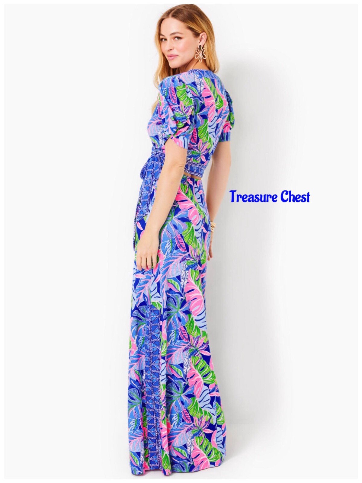 Pre-owned Lilly Pulitzer Sailynn Maxi Set Beleaf In Yourself $258 Size Xl In Multicolor