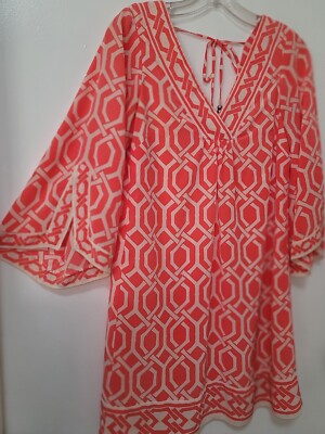 Alice & Trixie Pink Silk Print Mini Shift Dress Womens Size Small Tassel Tie 