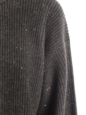 Pre-owned Brunello Cucinelli Dazzling Ribbed Sweater In Cashmere And Wool In Gray