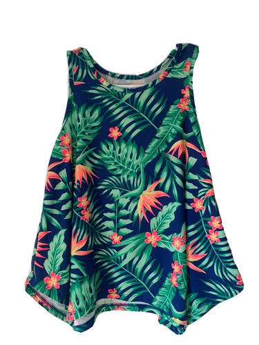 Wonder Nation girls green blue tropical tank top size 7-8