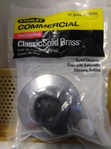 Lot of 6 - Stanley Commercial Wall Doorstop Satin Chrome Classic Solid Brass