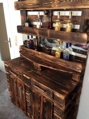 Palettenschrank Wohnzimmerschrank Geflammt Palettenmöbel Barschrank