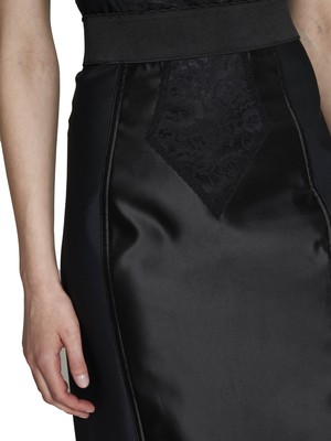 Pre-owned Dolce & Gabbana Powernet And Satin Midi Skirt In Black