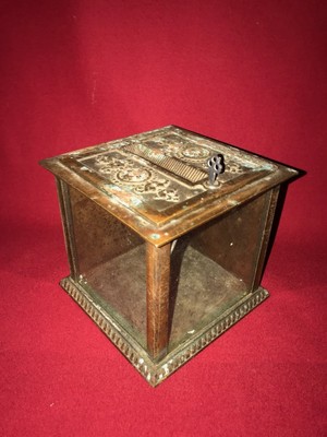 OLD & ORIG EARLY Ornate Nat'l Cash Register Co. Locking Receipt / Ticket Box
