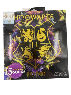 Harry Potter Hogwarts Crest 15 Days of Socks Women's Sz 4-10 Advent Calendar