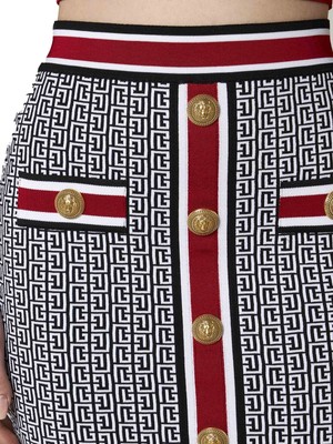 Pre-owned Balmain Monogram Knit Short Skirt In Black
